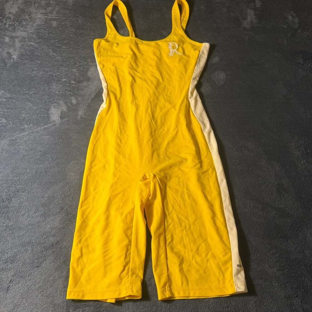 So Real Jumpsuit Size M Yellow White Romper Bodysuit